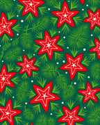 Red Star Pine Needle Pattern Rug