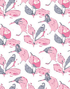 Abstract Floral Pink Grey Design Rug