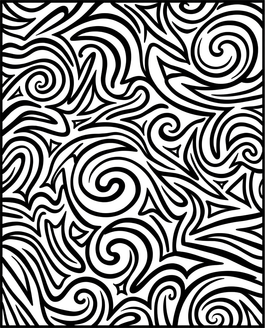 Abstract Swirls and Triangles Pattern Rug
