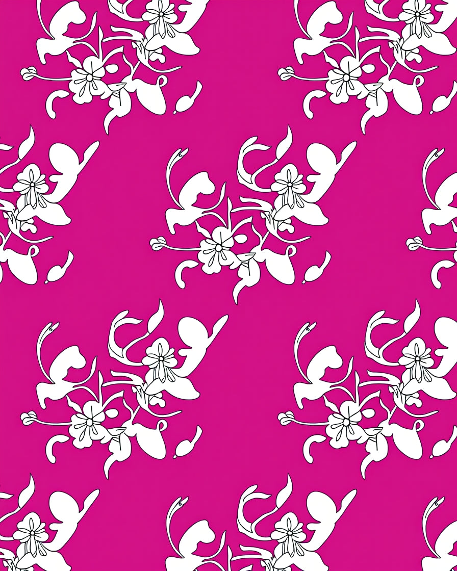 Bright Pink Floral Vine Style Rug