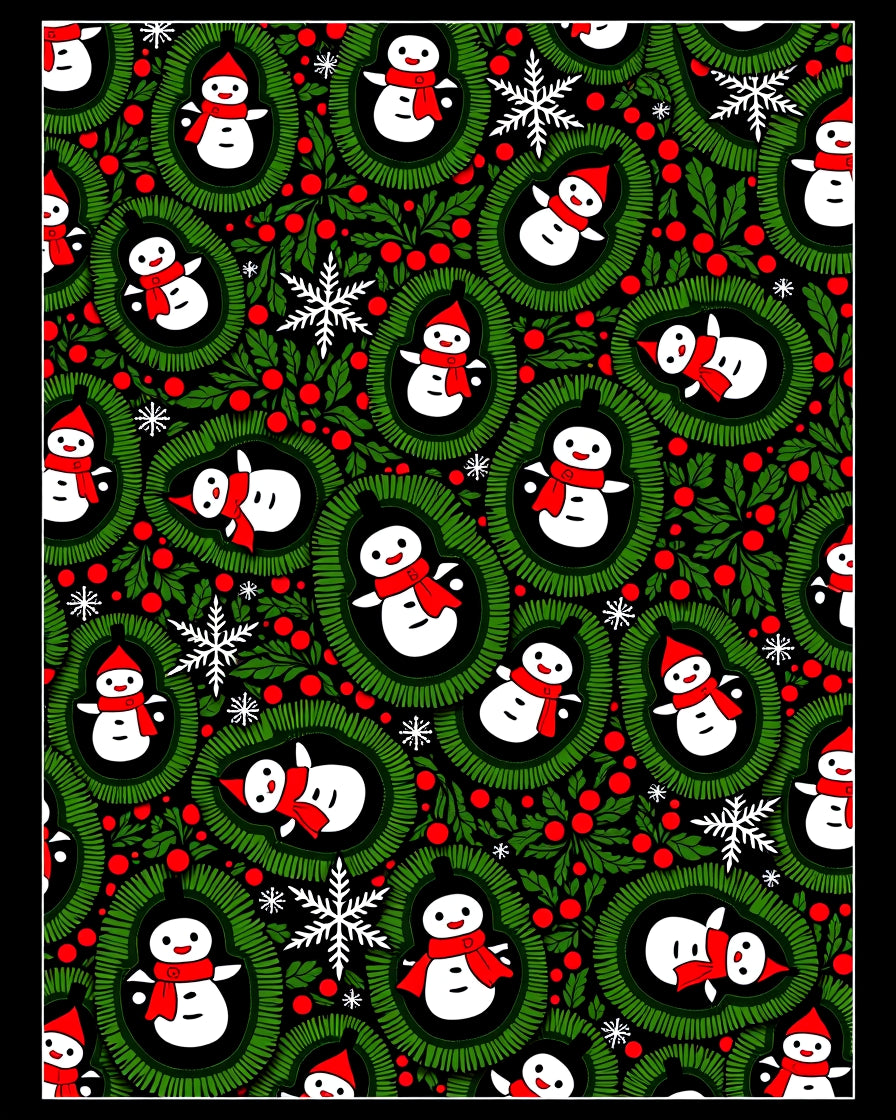 Festive Snowman Wreath Holiday Rug
