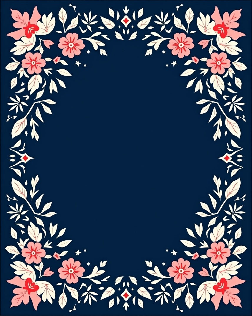Floral Pattern Design with Red Accents Rug