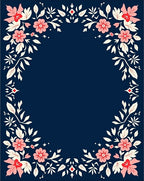 Floral Pattern Design with Red Accents Rug