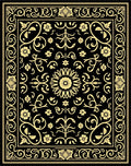 Classic Floral Scrollwork Black Gold Rug