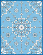 Sky Blue Ornate Floral Starburst Rug