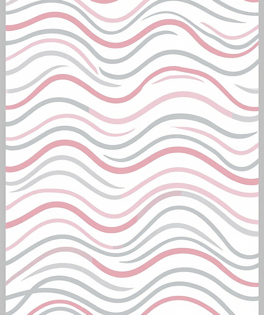 Delicate Pink Gray Wavy Stripes Rug