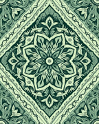 Emerald Floral Mandala Pattern Rug
