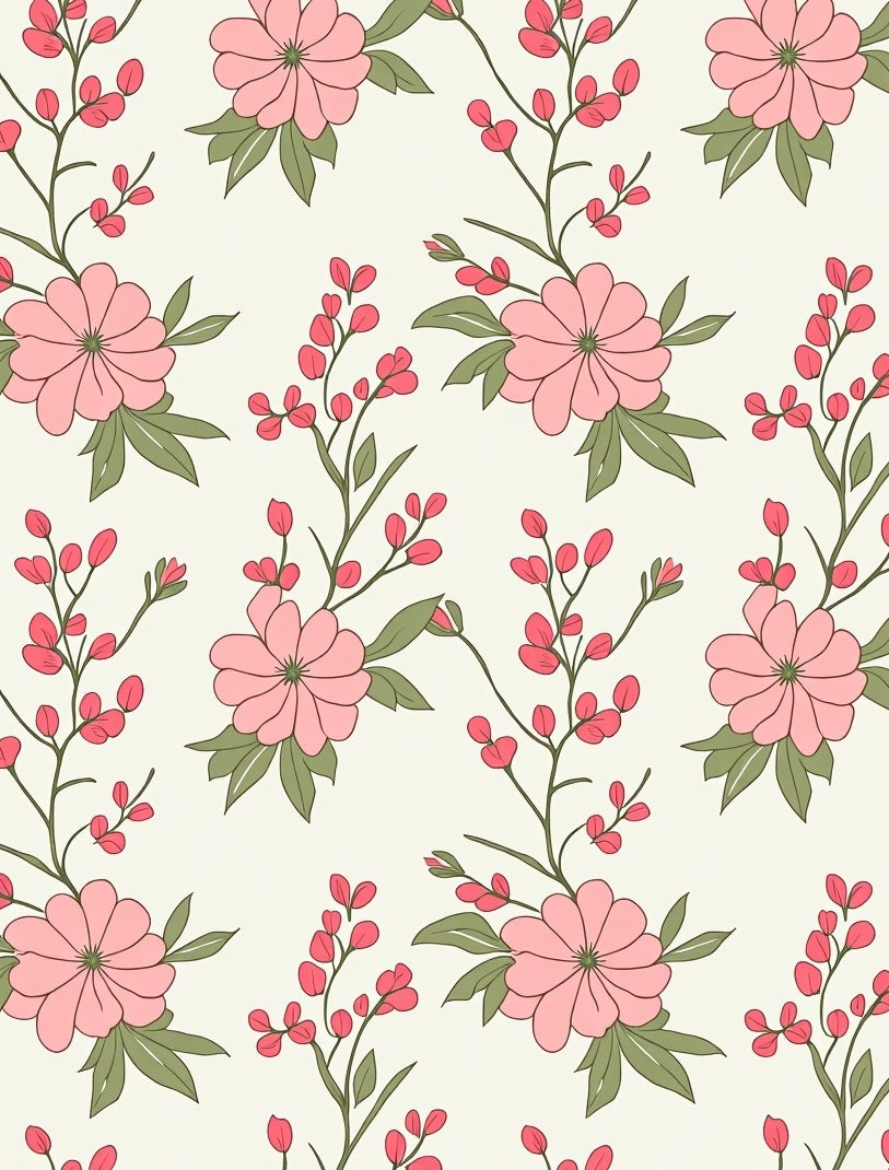 Pastel Floral Branch Pattern Rug