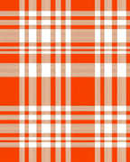 Bold Orange White Checkered Pattern Rug
