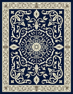 Elegant Ivory Floral Patterned Rug