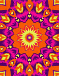 Vibrant Orange Pink Mandala Pattern Rug