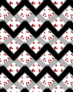 Bold Red Floral Chevron Pattern Rug