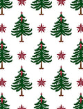 Green Trees Red Star Pattern Rug