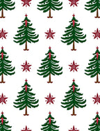 Green Trees Red Star Pattern Rug