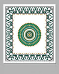 Elegant Teal Gold Medallion Border Rug