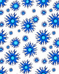 Blue Starburst Pattern on White Rug