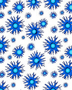 Blue Starburst Pattern on White Rug