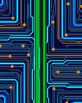 Circuit Board Neon Geometric Pattern Rug