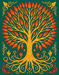 Tree of Life Golden Orange Pattern Rug