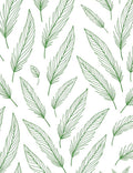 Green Feather Line Art Pattern Rug