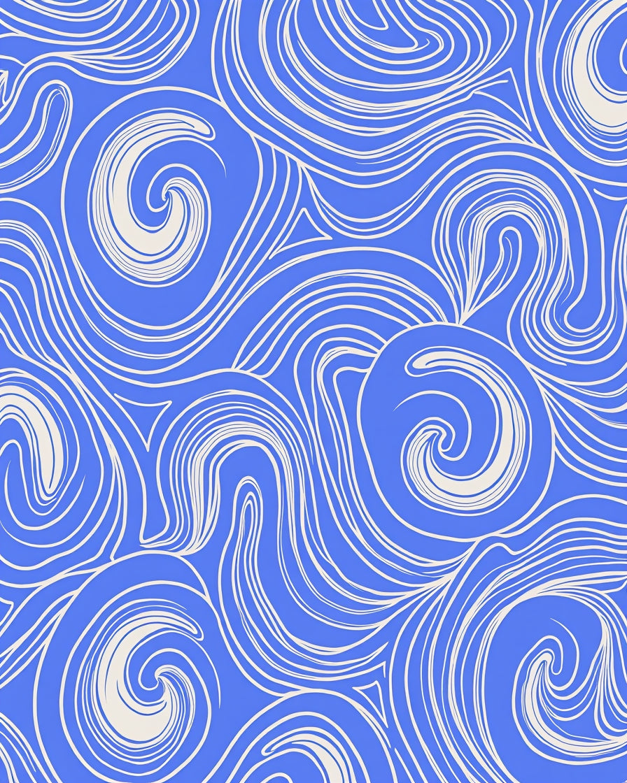 Blue Swirls Abstract Pattern Rug