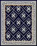 Elegant Navy White Floral Diamond Pattern Rug