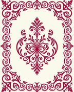 Regal Red Floral Scroll Pattern Rug