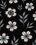 Chic Black Floral And Leaf Design Rug