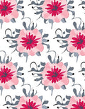 Delicate Pink Floral Brushstroke Pattern Rug
