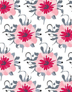 Delicate Pink Floral Brushstroke Pattern Rug