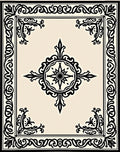 Classic Ornate Scrollwork Black Pattern Rug