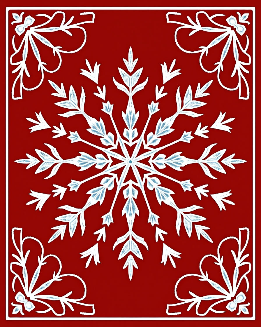 Winter Snowflake Red Pattern Rug