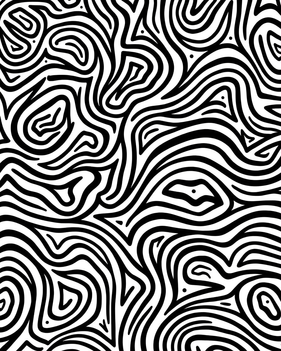 Abstract Black White Swirl Pattern Rug