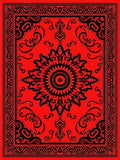 Bold Red Black Floral Mandala Design Rug