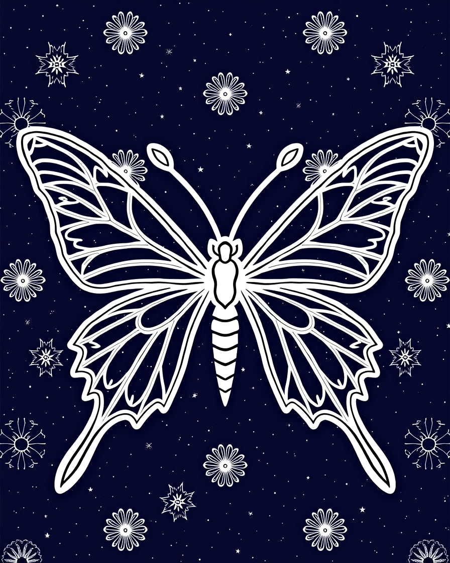 Night Sky Butterfly Floral Pattern Rug