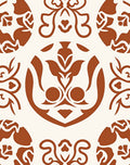 Ornate Terracotta Floral Medallion Pattern Rug