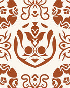 Ornate Terracotta Floral Medallion Pattern Rug
