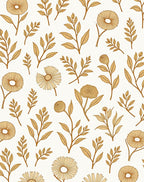 Golden Floral Botanical Pattern Rug