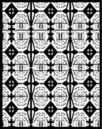 Striking Black White Geometric Motif Rug