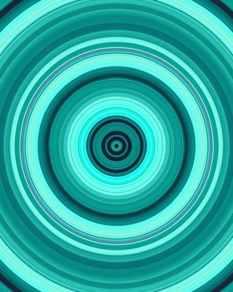 Artistic Teal Concentric Circles Design Rug