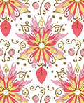 Pink Yellow Floral Scroll Pattern Rug