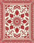 Classic Red Floral Border Design Rug