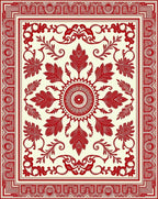 Classic Red Floral Border Design Rug
