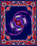Vibrant Red And Royal Blue Swirl Rug