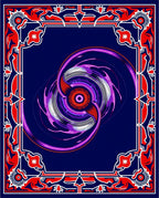 Vibrant Red And Royal Blue Swirl Rug
