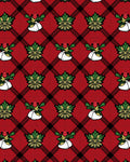 Red Plaid Festive Floral Design Rug