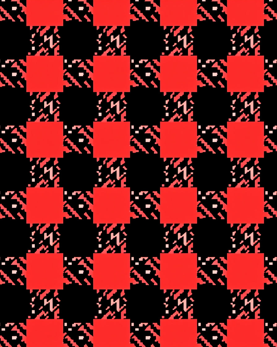 Red Black Houndstooth Checkered Pattern Rug