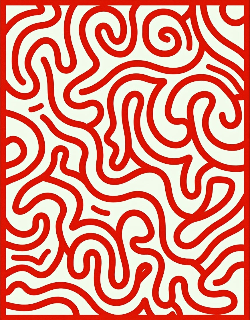 Red Swirling Abstract Visual Pattern Rug