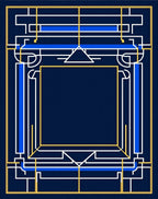 Navy Blue Geometric Lines Rug