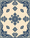 Ornate Scrollwork Floral Pattern Rug